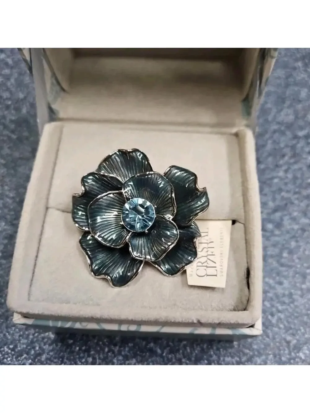 Argento SC Cocktail Ring Adjustable Band Made With Swarovski Elements New In BOX - Picture 7 of 8